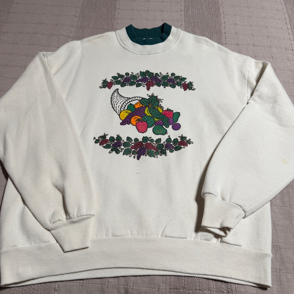 Vintage Gopher Sport White Cotton Crewneck Thanksgiving Graphic Sweatshirt 1X
